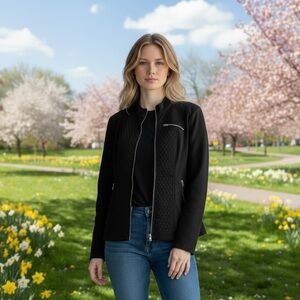 NWT Liverpool x Stitch Fix Nerus Black Quilted Panel Denim Jacket Stretch